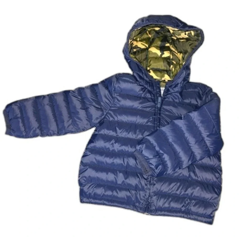 Old Navy Boys Navy Blue Camo Lined Puffer Jacket Size 4T‎
